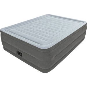 Intex 64418ND Comfort Plush Queen High 2-Persoons Luchtbed 203x152x56 cm + Ingebouwde Pomp Grijs