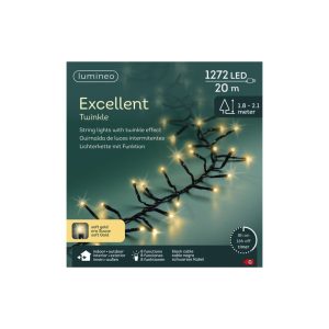 Lumineo LED Excellent Twinkle 1272 LEDs 20 m Zwart Soft Gold Licht