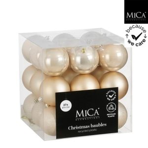 Mica Decorations Kerstballen Onbreekbaar 8 cm 27 Stuks Cr&egrave;me