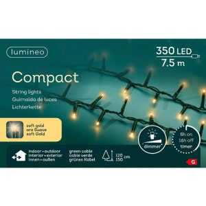 Lumineo LED Compact Lights voor Buiten 350 LEDs 750 cm Soft Gold Licht Groen