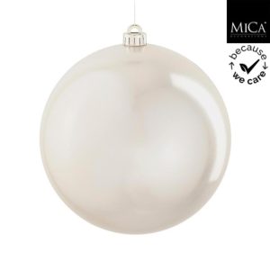 Mica Decorations Kerstbal Onbreekbaar 20 cm Cr&egrave;me Parelmoer