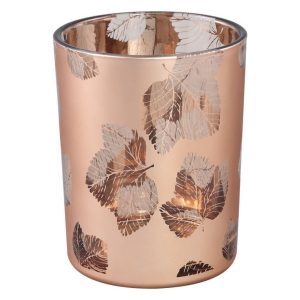 PTMD Mexxy Glazen Windlicht 10x12 cm Brons