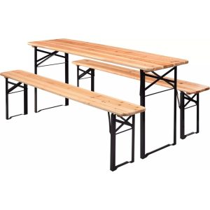 Klaptafel met 2 Banken Hout/Metaal
