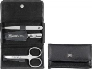 ZWILLING Classic Inox Manicure Etui 3-delig Rundleer Zwart