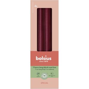 Bolsius Gotische Kaarsen 24.5 cm 4 Stuks Metallic Rood