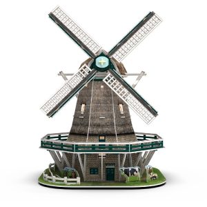 Cubic Fun 3D Puzzel Molen + Licht 64 Stukjes