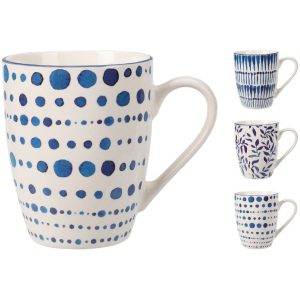 Porseleinen Beker Blue Bay 350 ml Assorti Blauw/Wit
