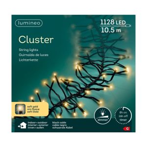 Lumineo LED Cluster 1128 LED's 1050 cm Soft Gold Zwart