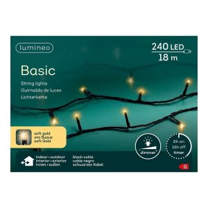 Lumineo LED Snoer 240 LED's 1800 cm Soft Gold Zwart