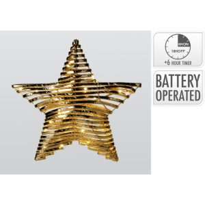 Gouden LED Ster 40x9x40 cm 30 LED's Warm Wit