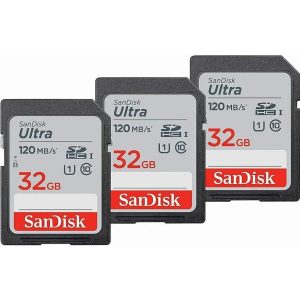 Sandisk SDHC Ultra Geheugenkaart 32GB 120mb/s CL10 3 Pack