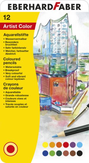 Eberhard Faber EF-516013 Aquarelpotlood Metaaletui A 12 Stuks Met Penseel