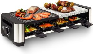 Fritel RSG3280 Gourmetstel 2-in-1 Raclette Grill Contactgrill met Omkeerbare Bakplaat Tafelgrill 8 Personen 1400W