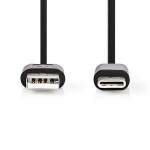 Nedis CCGP60600BK01 Usb 2.0-kabel Type-c Male - A Male 0,1 M Zwart