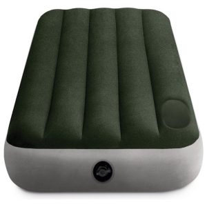Intex 64760 Jr. Twin Dura-Beam Downy 1-Persoons Luchtbed 191x76x25 cm + Ingebouwde Voetpomp Groen/Grijs