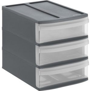 Rotho SYSTEMIX Design Ladekast met 3 Lades 26.5x19.2x23.3 cm Antraciet