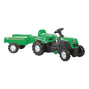 Dolu Traptractor met Aanhanger & Claxon Groen/Zwart