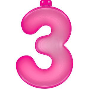 Opblaasbaar Cijfer 3 Roze 35cm