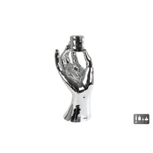 Kandelaar Hand 10x8x21 cm Zilver
