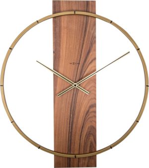 NeXtime NE-3195BR Wandklok 50.8x58.2x4.3, Hout/Steel, Bruin
