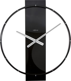 NeXtime NE-3195ZW Wandklok 50.8x58.2x4.3, Hout/Steel, Zwart