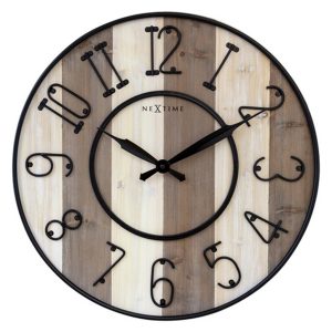 NeXtime NE-3279BR Grote Wandklok Oxford 50 cm Hout/Zwart Metaal