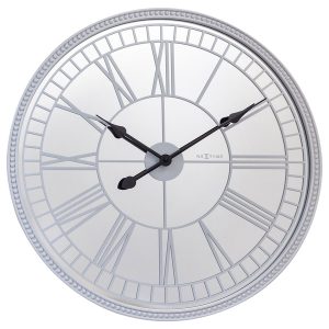 NeXtime NE-3255WI Spiegelklok - 43cm - Stille Wandklok - Landelijk - Wit - - "Cleopatra"