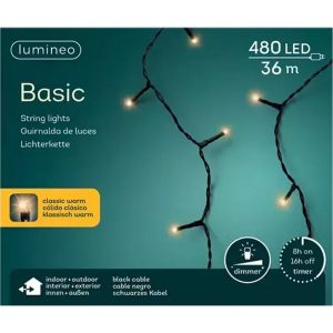 Lumineo Basic LED Kerstverlichting 36M Zwart IP44 KlassiekWarm