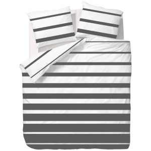 Ten Cate Dekbedovertrek Celia 240x200/220 cm Antraciet/Wit/Katoen
