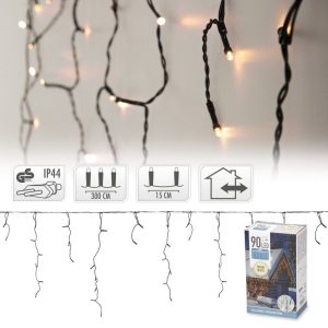 IJspegel LED Verlichting Snoer 90 LED's 300 cm Warm Wit Zwart