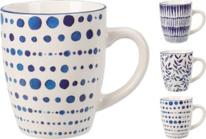 Beker New Bone Porselijn Wit/Blauw 10x8x9cm