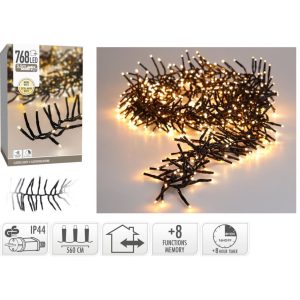LED Verlichting Cluster 768 LED's 560 cm Warm Wit Zwart