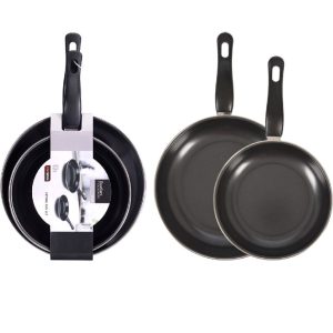 Excellent Houseware Koekenpannen 20+24 cm Zwart