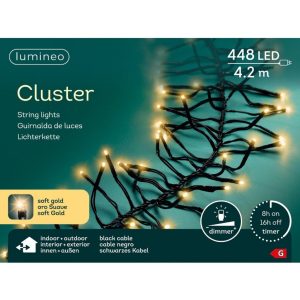 Lumineo LED Cluster Lights voor Buiten 448 LEDs 420 cm Soft Gold Licht Zwart