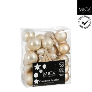 Mica Decorations Kerstballen Onbreekbaar 6 cm 40 Stuks Cr&egrave;me