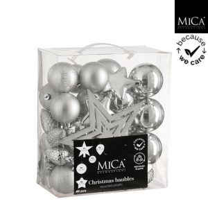 Mica Decorations Kerstboom Decoratie Onbreekbaar 40 Stuks Zilver