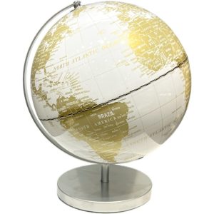 Wereldbol met Licht 26x25x31 cm Wit/Goud