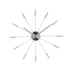 NeXtime NE-2610ZI Wandklok Dia. 58 Cm, Metaal, Zilver, 'Plug Inn'