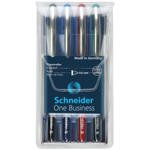 Schneider S-183094 Rollerball One Business 0,6mm Etui 4 Stuks